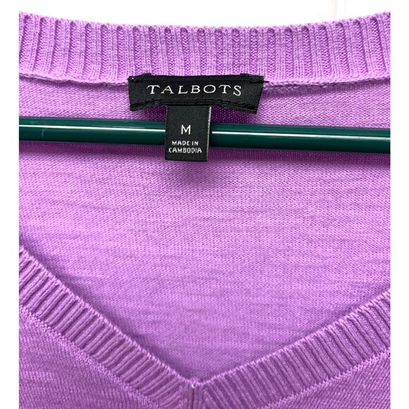 Talbots Cotton Sweater, Violet Purple Crew Neck, 3/4 Sleeves, Women's Size M - Picture 2 of 4
